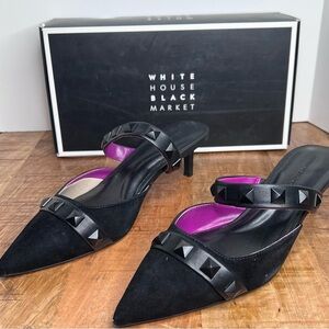 White House Black Market Black Studded Mules